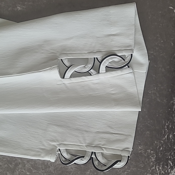 cleo, Size Large Petite, White Slim Ankle Pants with Slimming Panel - Picture 2 of 6